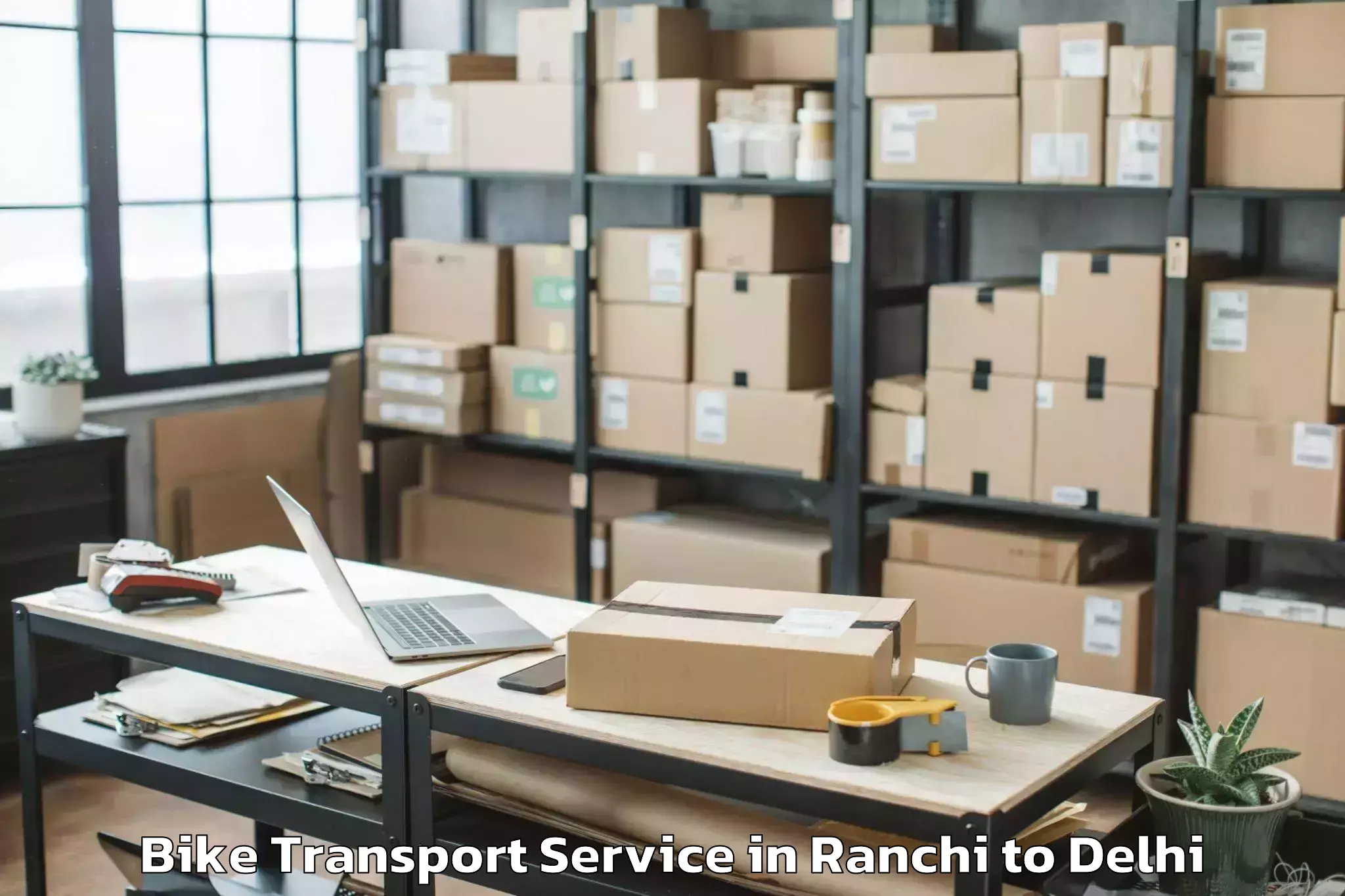 Professional Ranchi to Alipur Bike Transport